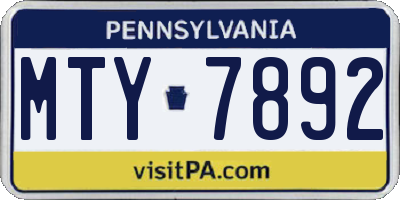 PA license plate MTY7892