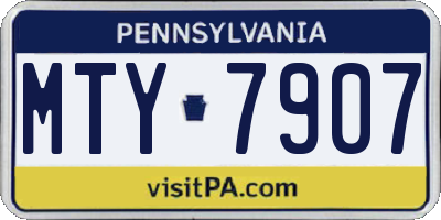 PA license plate MTY7907