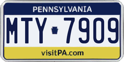 PA license plate MTY7909