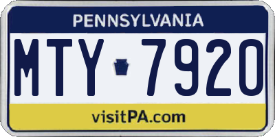 PA license plate MTY7920