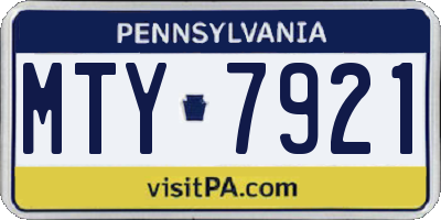 PA license plate MTY7921