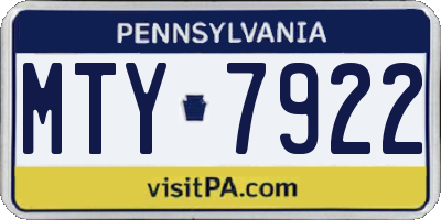 PA license plate MTY7922