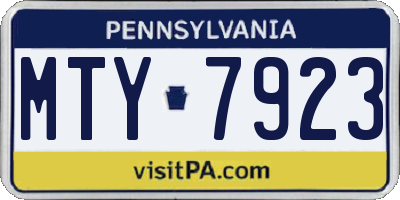 PA license plate MTY7923