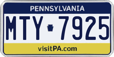 PA license plate MTY7925