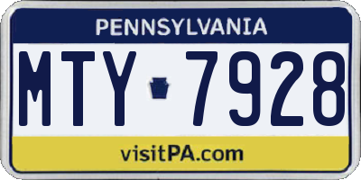 PA license plate MTY7928