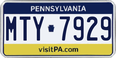 PA license plate MTY7929