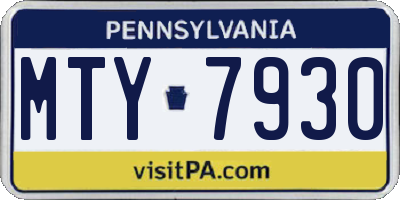 PA license plate MTY7930