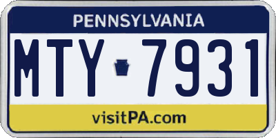 PA license plate MTY7931