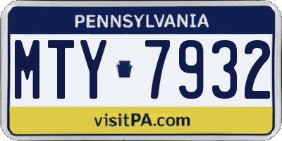 PA license plate MTY7932