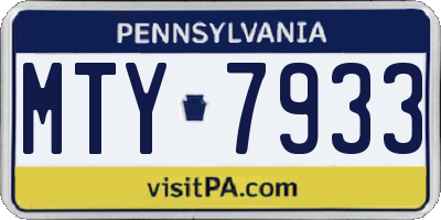 PA license plate MTY7933