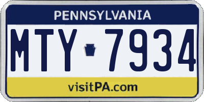 PA license plate MTY7934
