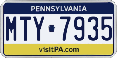 PA license plate MTY7935