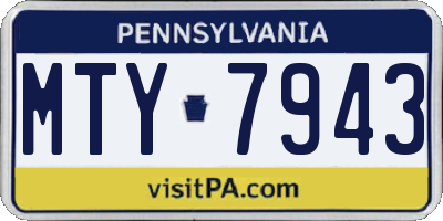 PA license plate MTY7943