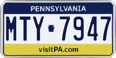 PA license plate MTY7947