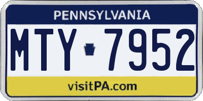 PA license plate MTY7952
