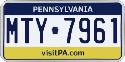 PA license plate MTY7961