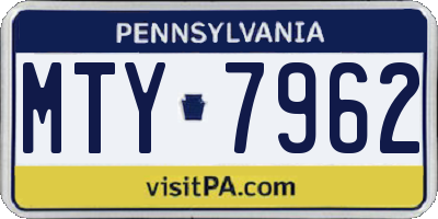 PA license plate MTY7962