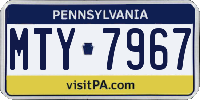 PA license plate MTY7967