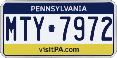 PA license plate MTY7972