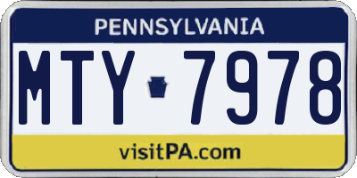 PA license plate MTY7978
