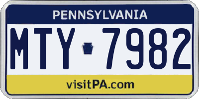 PA license plate MTY7982