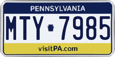PA license plate MTY7985