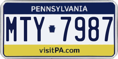 PA license plate MTY7987
