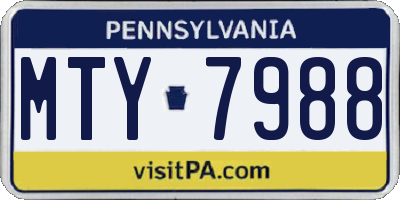 PA license plate MTY7988