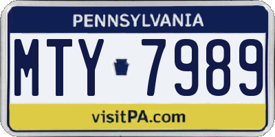 PA license plate MTY7989