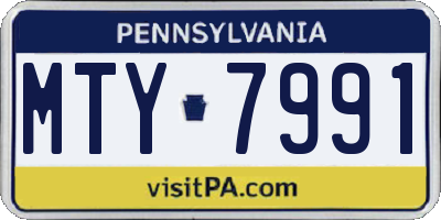 PA license plate MTY7991