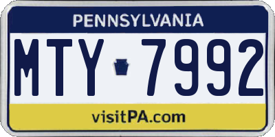 PA license plate MTY7992