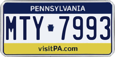PA license plate MTY7993