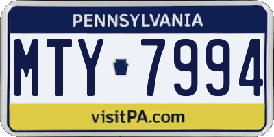 PA license plate MTY7994