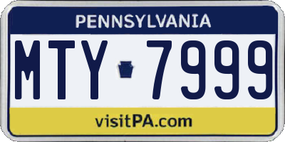PA license plate MTY7999