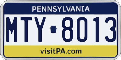 PA license plate MTY8013