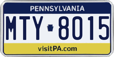 PA license plate MTY8015