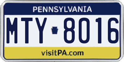 PA license plate MTY8016