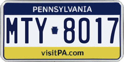 PA license plate MTY8017