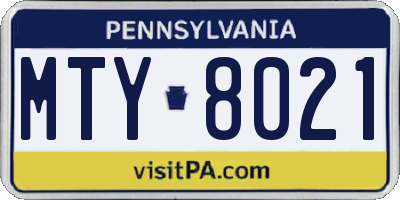 PA license plate MTY8021