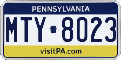 PA license plate MTY8023