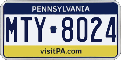 PA license plate MTY8024