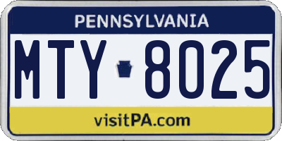 PA license plate MTY8025