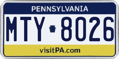 PA license plate MTY8026