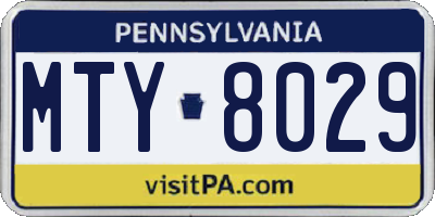 PA license plate MTY8029