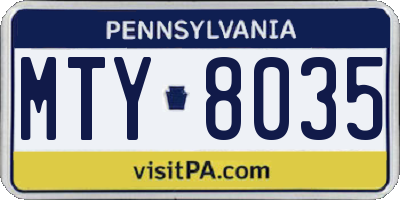 PA license plate MTY8035