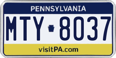 PA license plate MTY8037