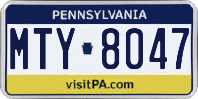 PA license plate MTY8047