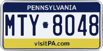 PA license plate MTY8048