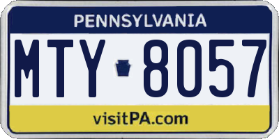 PA license plate MTY8057