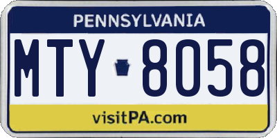 PA license plate MTY8058
